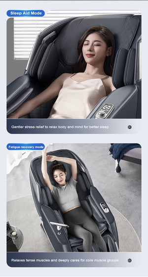 VD 18-Program Full-Body Massage Chair With Heat & Long SL Track Beige Colour