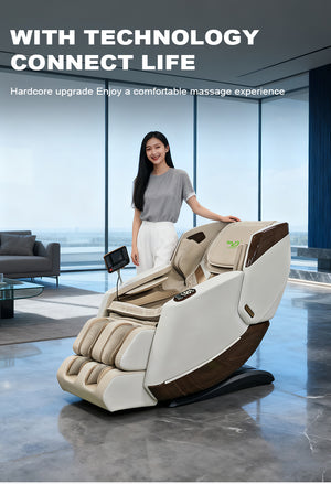 VD 18-Program Full-Body Massage Chair With Heat & Long SL Track Beige Colour