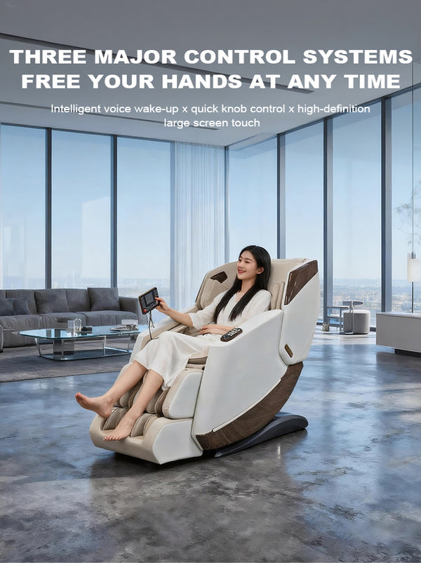 VD 18-Program Full-Body Massage Chair With Heat & Long SL Track Beige Colour