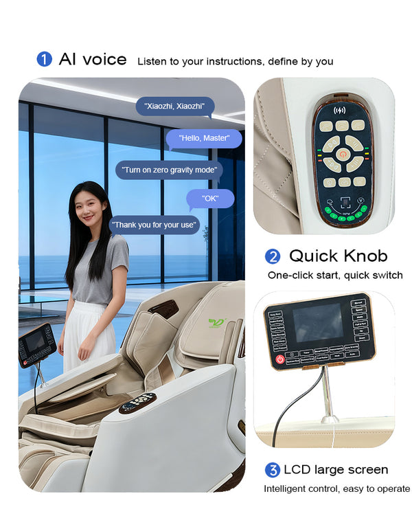 VD 18-Program Full-Body Massage Chair With Heat & Long SL Track Beige Colour