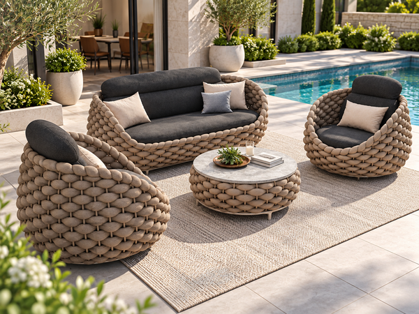 Alessia Woven Rope Outdoor Patio Set