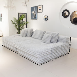 Martina Soft & Fluffy Plush Three Seater Sofa Bed