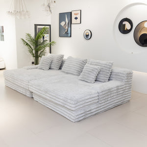 Martina Soft & Fluffy Plush Three Seater Sofa Bed