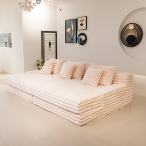 Martina Soft & Fluffy Plush Three Seater Sofa Bed