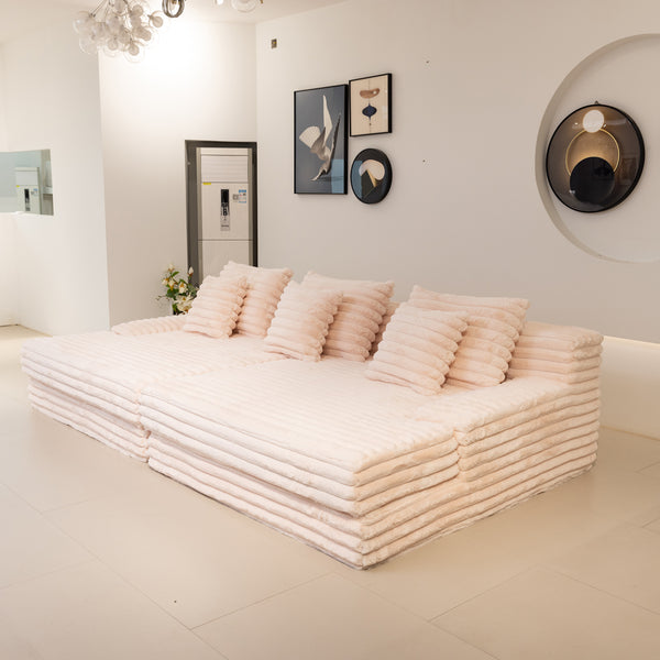 Martina Soft & Fluffy Plush Three Seater Sofa Bed