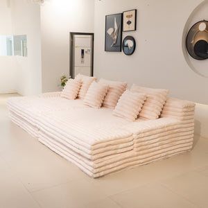 Martina Soft & Fluffy Plush Three Seater Sofa Bed