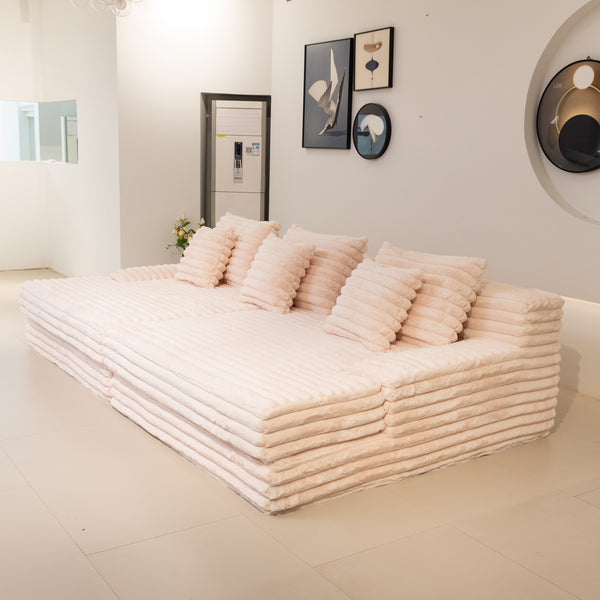 Martina Soft & Fluffy Plush Three Seater Sofa Bed