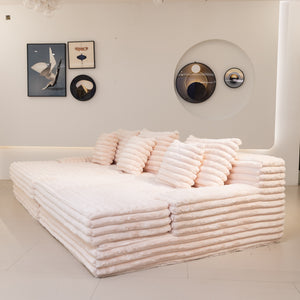 Martina Soft & Fluffy Plush Three Seater Sofa Bed