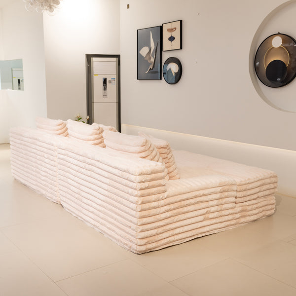 Martina Soft & Fluffy Plush Three Seater Sofa Bed