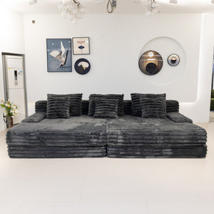 Martina Soft & Fluffy Plush Three Seater Sofa Bed