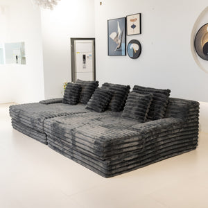 Martina Soft & Fluffy Plush Three Seater Sofa Bed