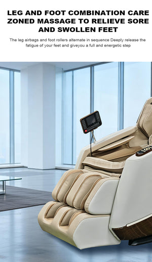 VD 18-Program Full-Body Massage Chair With Heat & Long SL Track Beige Colour