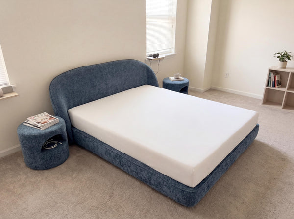 Hypnoa Modular Compressed Bed Frame - Queen Size, Easy Setup, Soft Upholstered