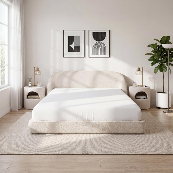 Hypnoa Modular Compressed Bed Frame - Queen Size, Easy Setup, Soft Upholstered