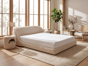 Hypnoa Modular Compressed Bed Frame - Queen Size, Easy Setup, Soft Upholstered