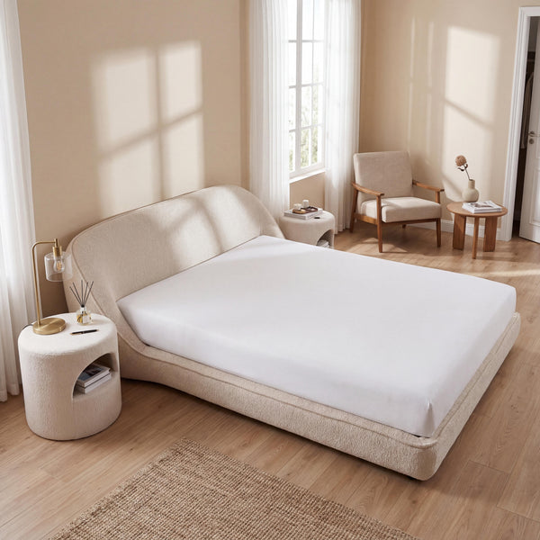 Hypnoa Modular Compressed Bed Frame - Queen Size, Easy Setup, Soft Upholstered