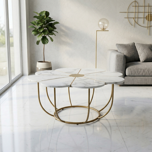 Daisy Marble Coffee Table – Luxury Gold Stainless Steel Base