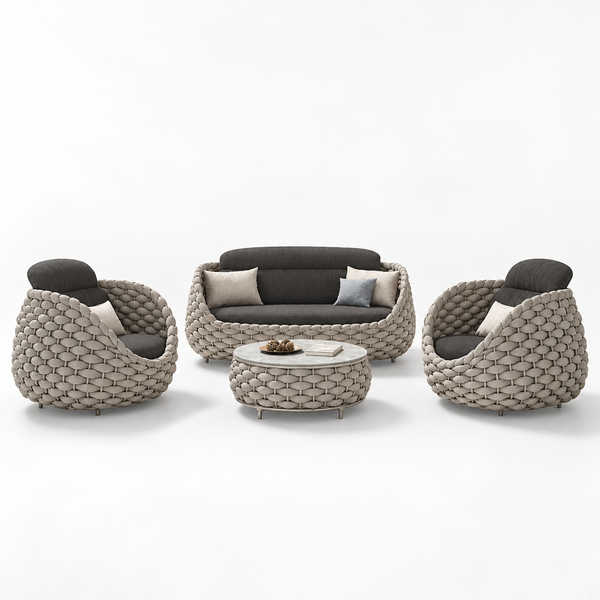 Alessia Woven Rope Outdoor Patio Set