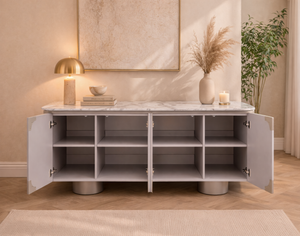 Lydia Console Table 180cm – Marble Top with Storage Drawers