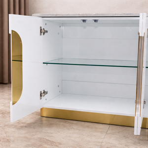 Selena Console Table 160cm –  Marble Top with Storage Cabinet & Stainless Steel Frame