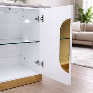 Selena Console Table 160cm –  Marble Top with Storage Cabinet & Stainless Steel Frame
