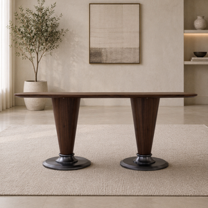Zoe 180cm Wood Dining Table – Modern MDF Veneer Table with Brushed Steel Base