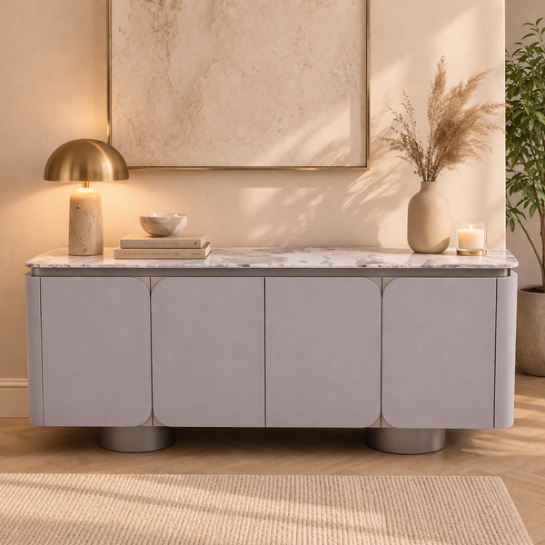 Lydia Console Table 180cm – Marble Top with Storage Drawers