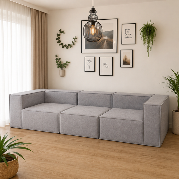 Sofia 3 Seater Modular Sofa – Soft Grey Designer Lounge for Modern Sydney Homes