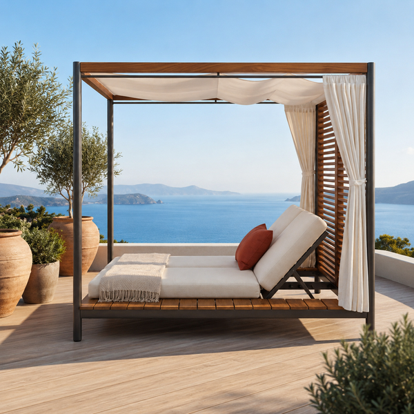 Capri Luxury Outdoor DayBed with Teak Slat Panels – 200cm x 200cm