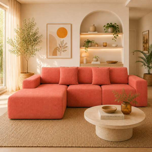 Elena L Shaped Modular Sectional Sofa With Left Chase