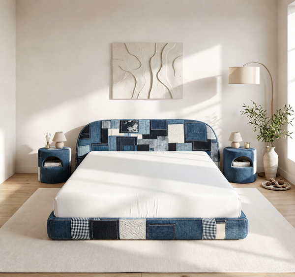 Hypnoa Modular Compressed Bed Frame - Queen Size, Easy Setup, Soft Upholstered
