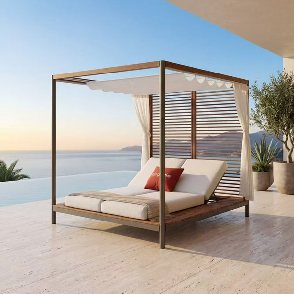 Capri Luxury Outdoor DayBed with Teak Slat Panels – 200cm x 200cm