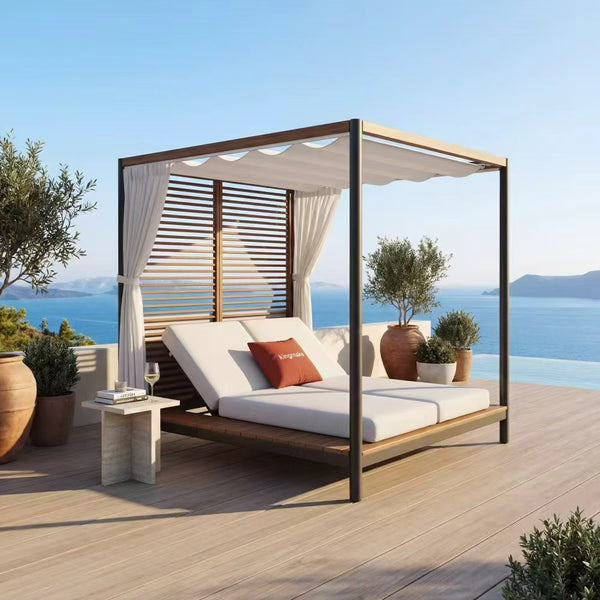Capri Luxury Outdoor DayBed with Teak Slat Panels – 200cm x 200cm