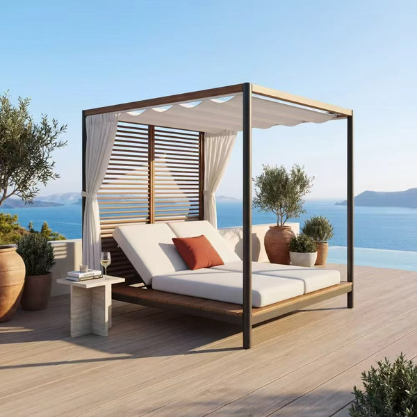 Capri Luxury Outdoor DayBed with Teak Slat Panels – 200cm x 200cm