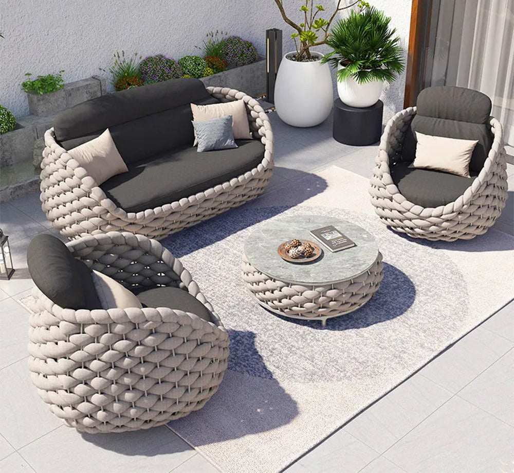 Alessia Woven Rope Outdoor Patio Set