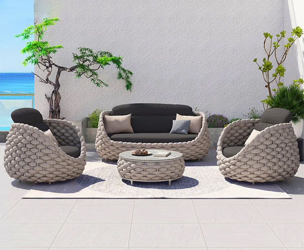 Alessia Woven Rope Outdoor Patio Set