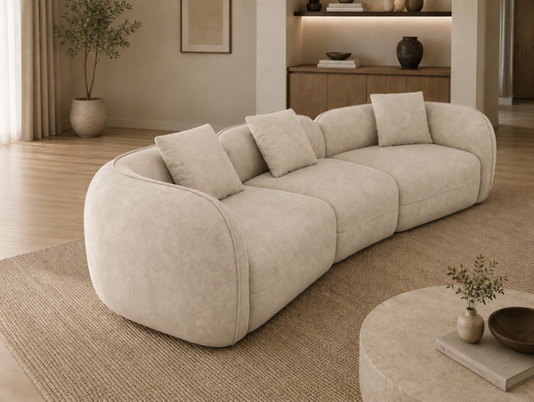Ovela Luxury Curved Cloud Sofa – Premium Chenille Compression Couch
