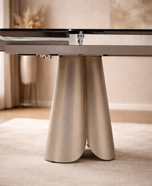 Penelope Extendable Sintered Stone Dining Table 180–240cm – Black Iron Base Dining Table for 6–10 Seaters