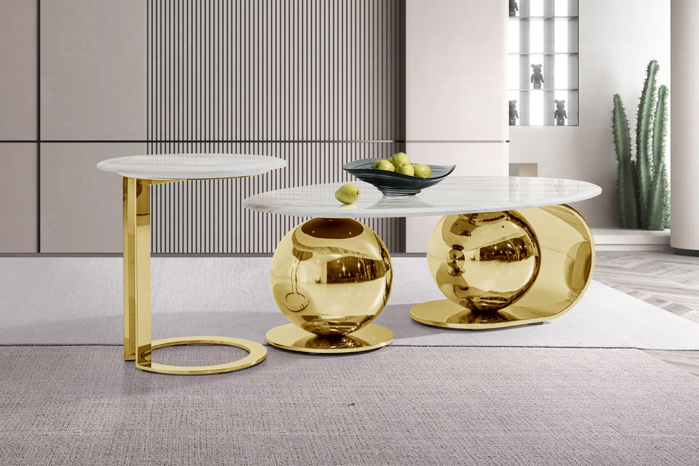 Athena Marble Coffee Table Set
