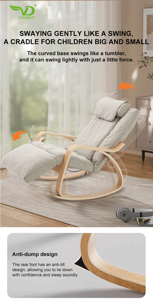 VD Rocking Massage Chair with Heat & Vibration – Space-Saving Full Body Recliner with Synchronized Massage, Adjustable Leg Rest & Smart Remote