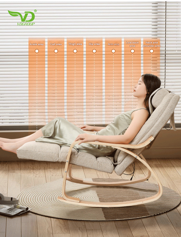 VD Rocking Massage Chair with Heat & Vibration – Space-Saving Full Body Recliner with Synchronized Massage, Adjustable Leg Rest & Smart Remote