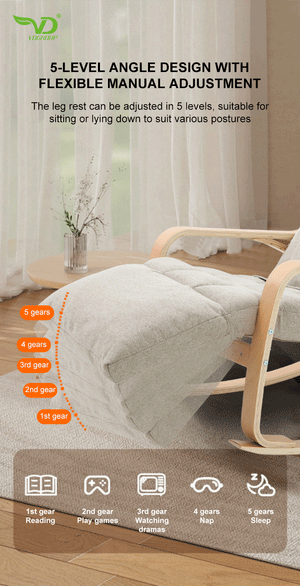 VD Rocking Massage Chair with Heat & Vibration – Space-Saving Full Body Recliner with Synchronized Massage, Adjustable Leg Rest & Smart Remote