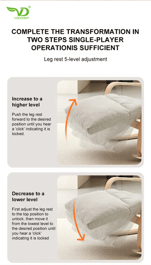 VD Rocking Massage Chair with Heat & Vibration – Space-Saving Full Body Recliner with Synchronized Massage, Adjustable Leg Rest & Smart Remote