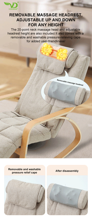 VD Rocking Massage Chair with Heat & Vibration – Space-Saving Full Body Recliner with Synchronized Massage, Adjustable Leg Rest & Smart Remote