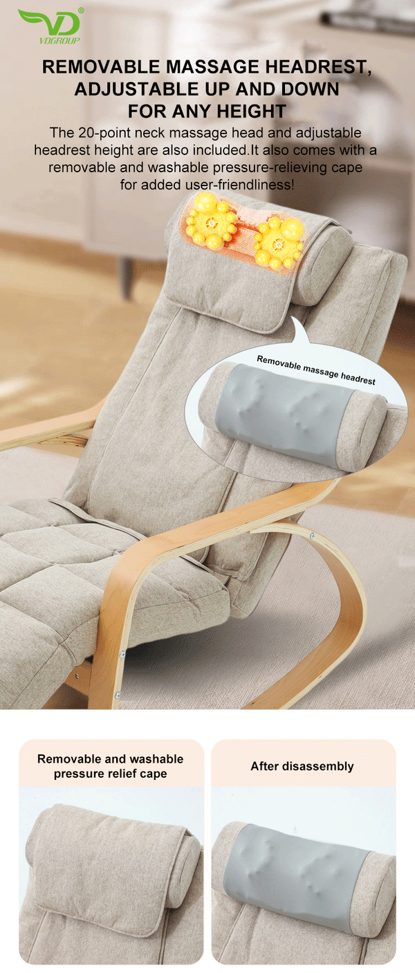 VD Rocking Massage Chair with Heat & Vibration – Space-Saving Full Body Recliner with Synchronized Massage, Adjustable Leg Rest & Smart Remote
