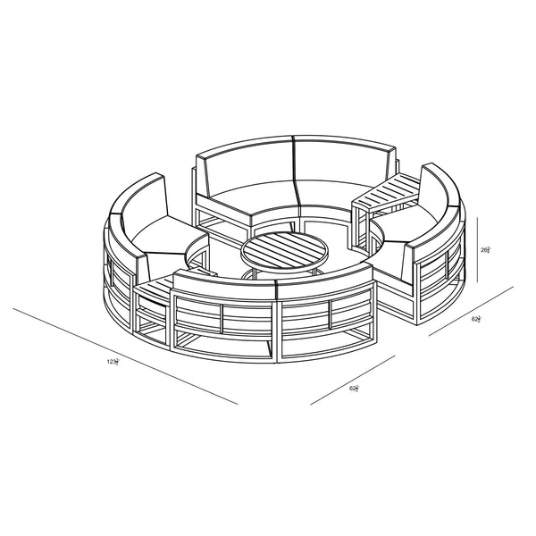 Avion 7 Piece Curved Sectional Set
